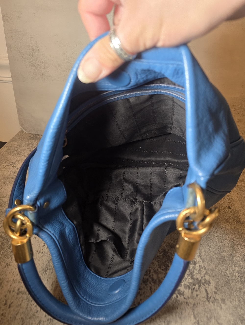 Marc by Marc Jacobs Hobo Leather Bag Crossbody Shoulder Teal Blue - Picture 10 of 11